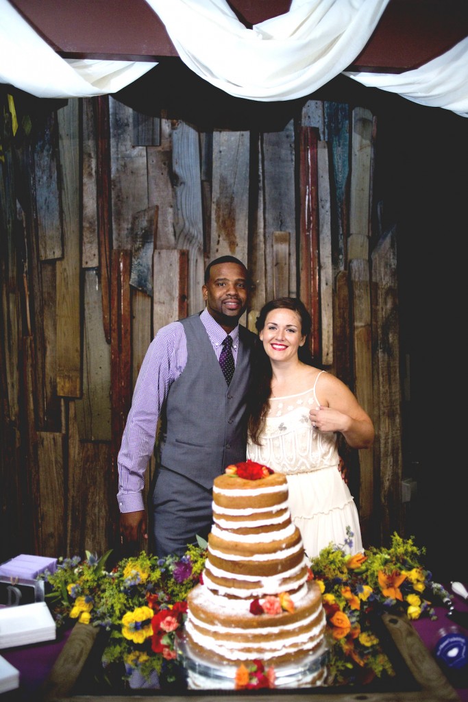 The Mason's cake, made by a friend's grandmother who bakes out of her home, was layers of pound cake with buttercream frosting between the layers – perfect for their DIY theme.