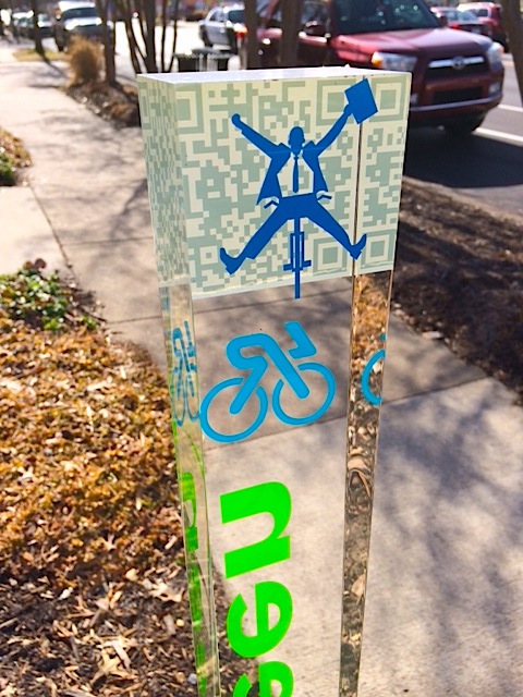 Neighbor, bike enthusiast and all-around-good-guy Ed Sergeant created, donated and planted the new Sign Stick at the Garden.
